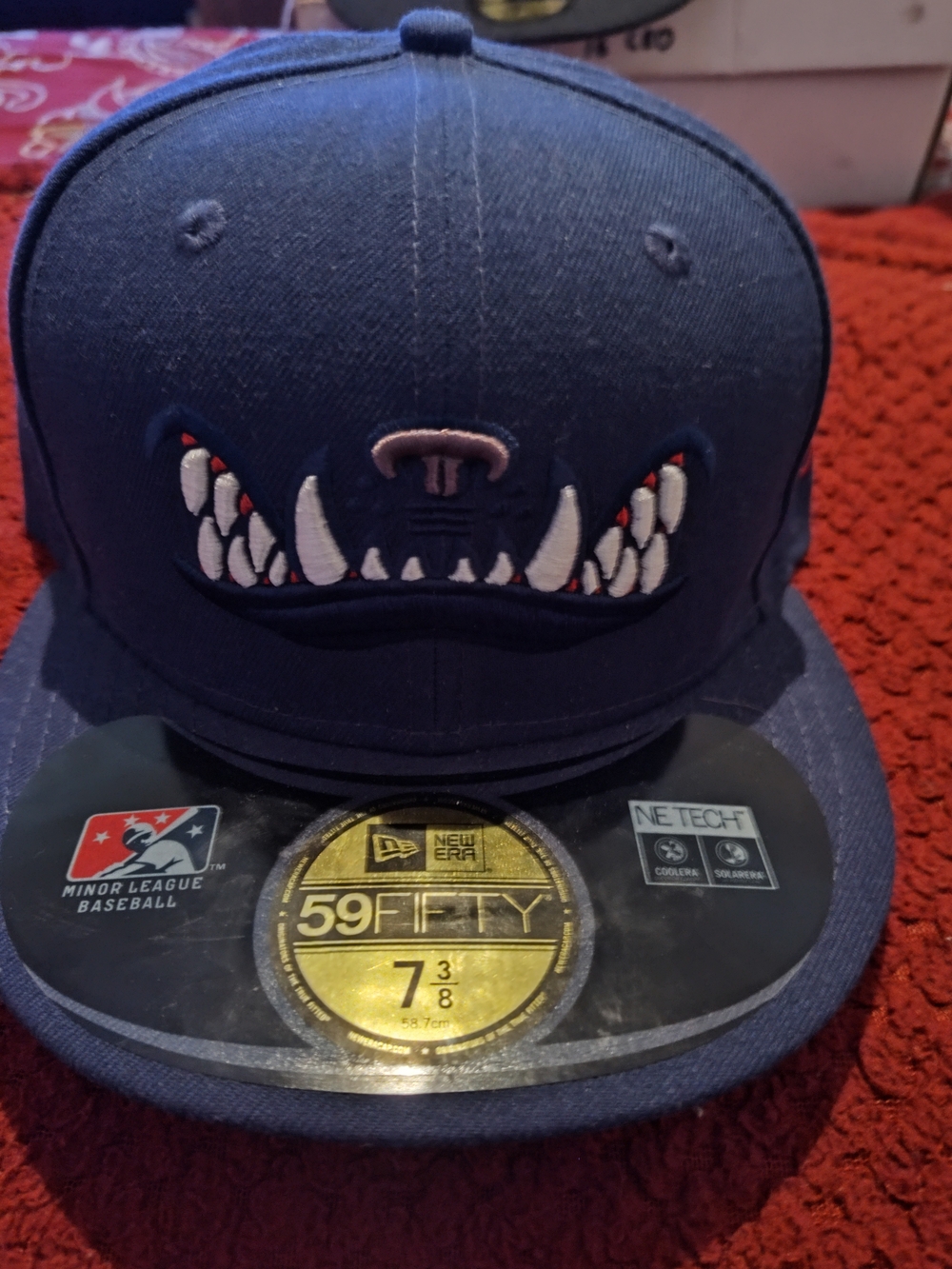 New Era Navy Fitted Cap with Shark-Tooth Embroidery